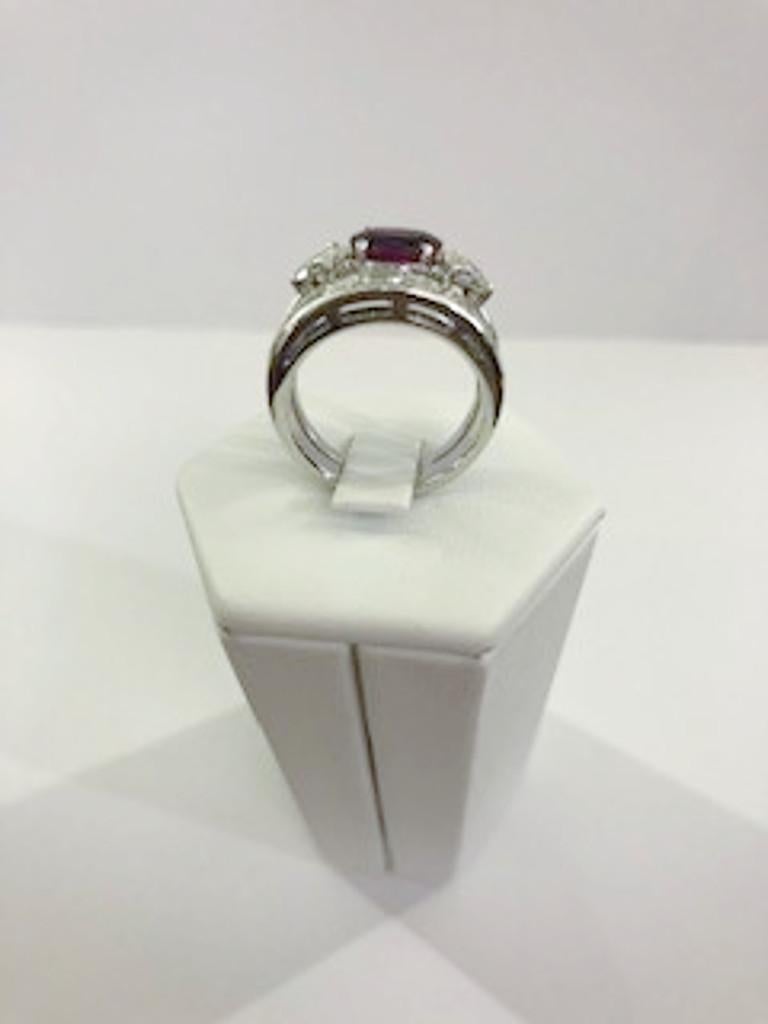 18 Karat White Gold Diamond and Ruby Ring For Sale 1