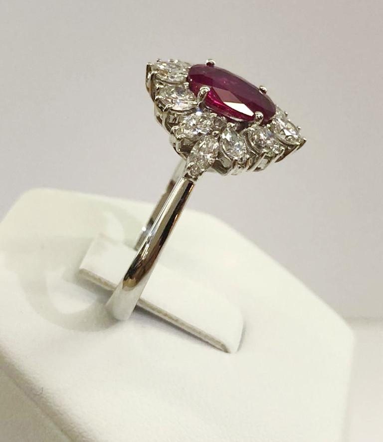 18 Karat White Gold Diamond and Ruby Ring For Sale 1