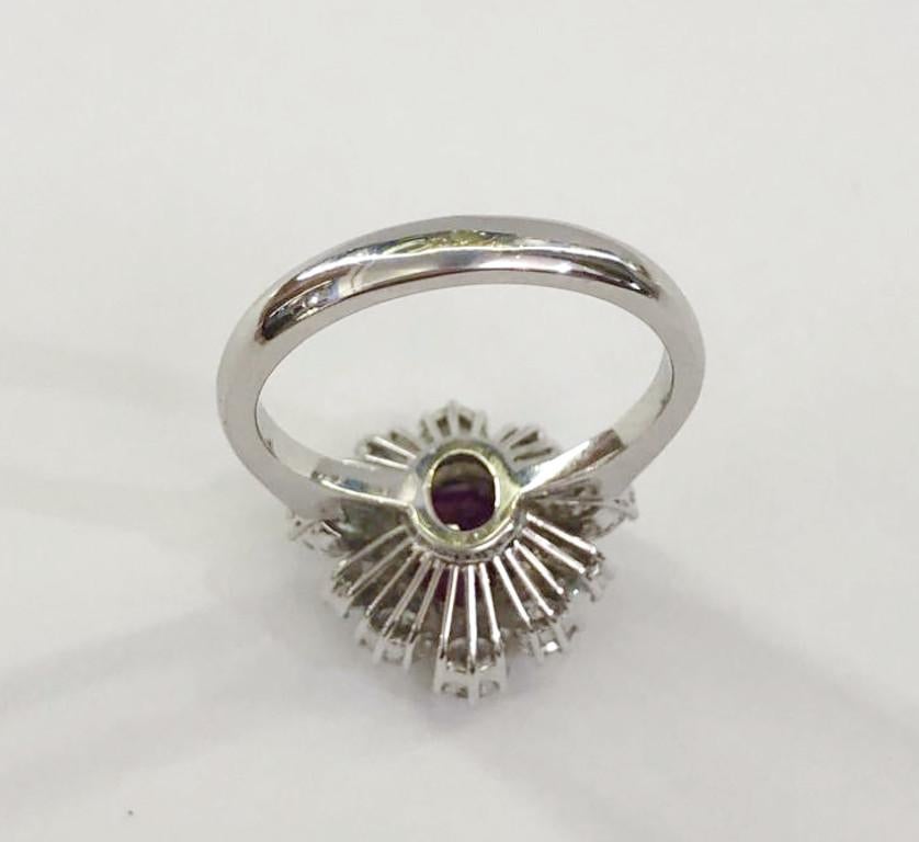 18 Karat White Gold Diamond and Ruby Ring For Sale 3