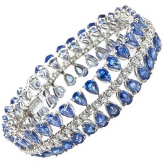 18 Karat White Gold Diamond and Sapphire Bracelet