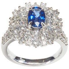 18 Karat White Gold Diamond and Sapphire Cocktail Ring