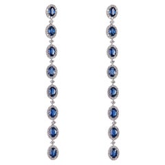 18 Karat White Gold Diamond and Sapphire Dangle Earrings
