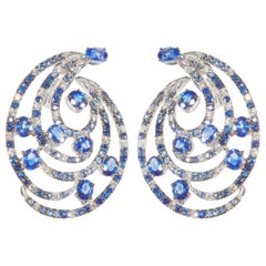 18 Karat White Gold Diamond and Sapphire Earrings