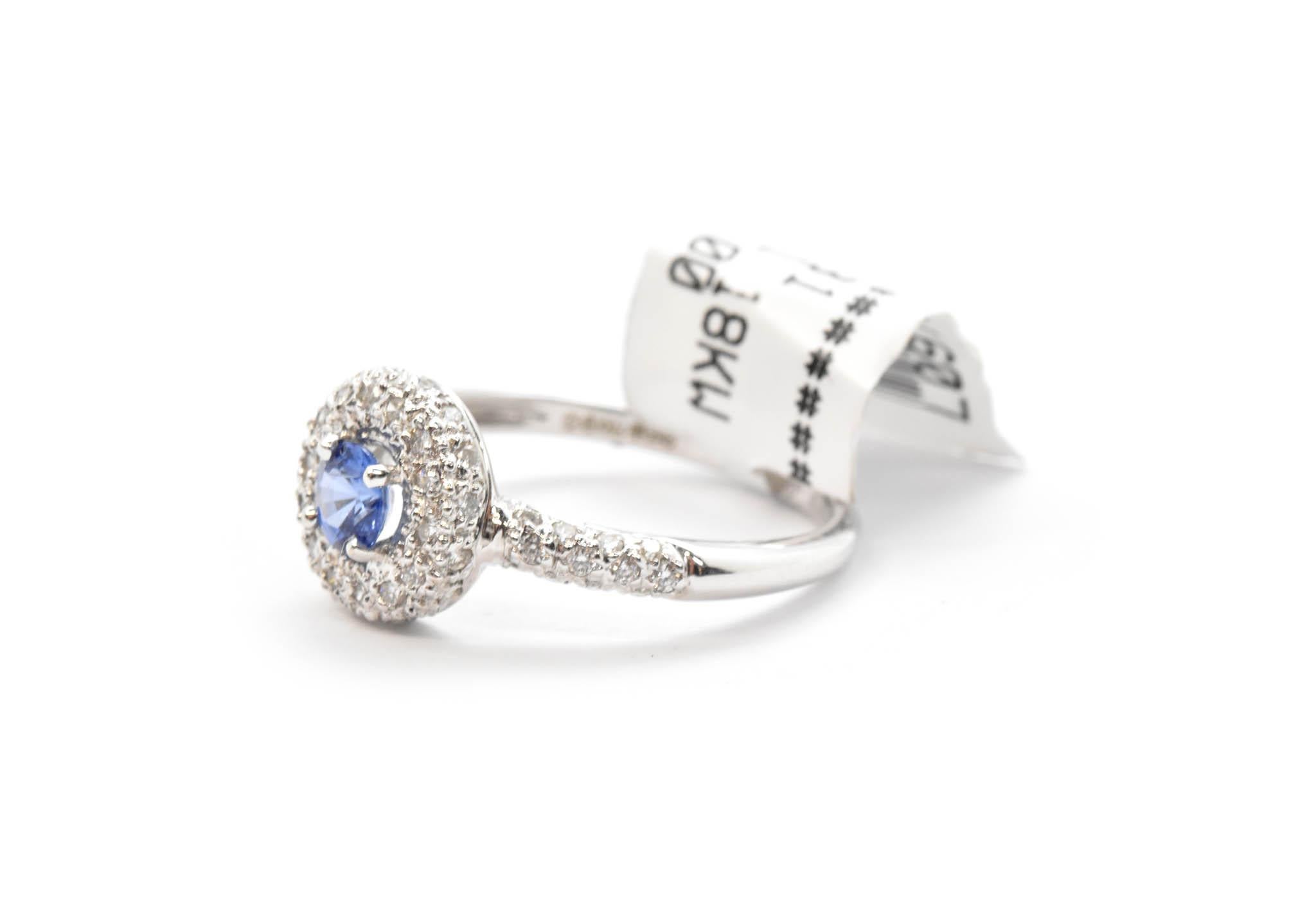 Modern 18 Karat White Gold Diamond and Sapphire Fashion Ring