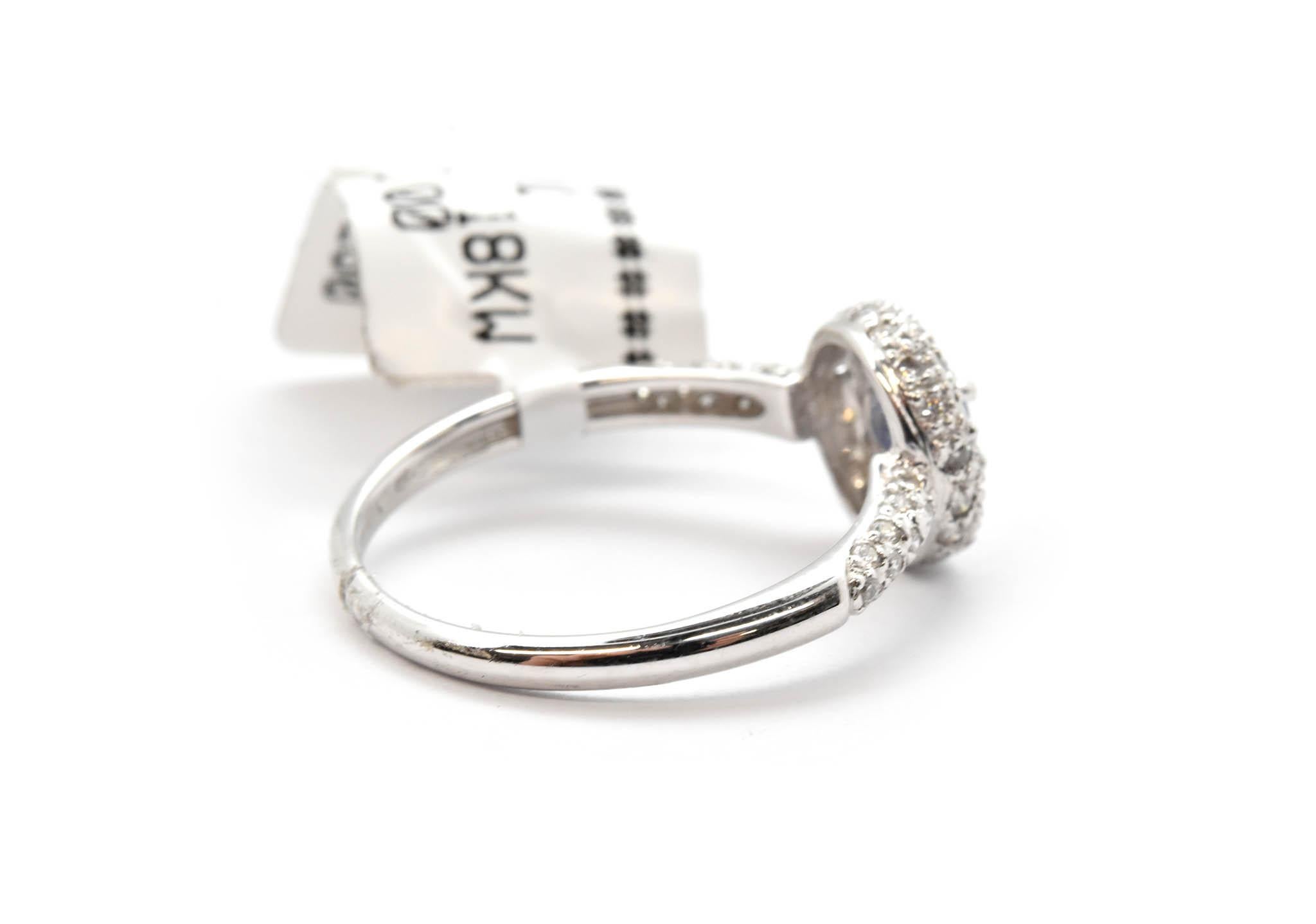 Women's or Men's 18 Karat White Gold Diamond and Sapphire Fashion Ring