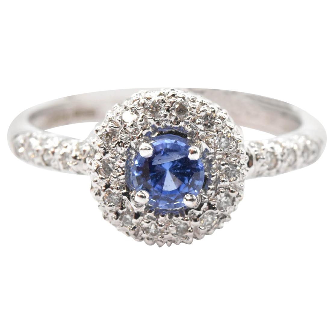 18 Karat White Gold Diamond and Sapphire Fashion Ring