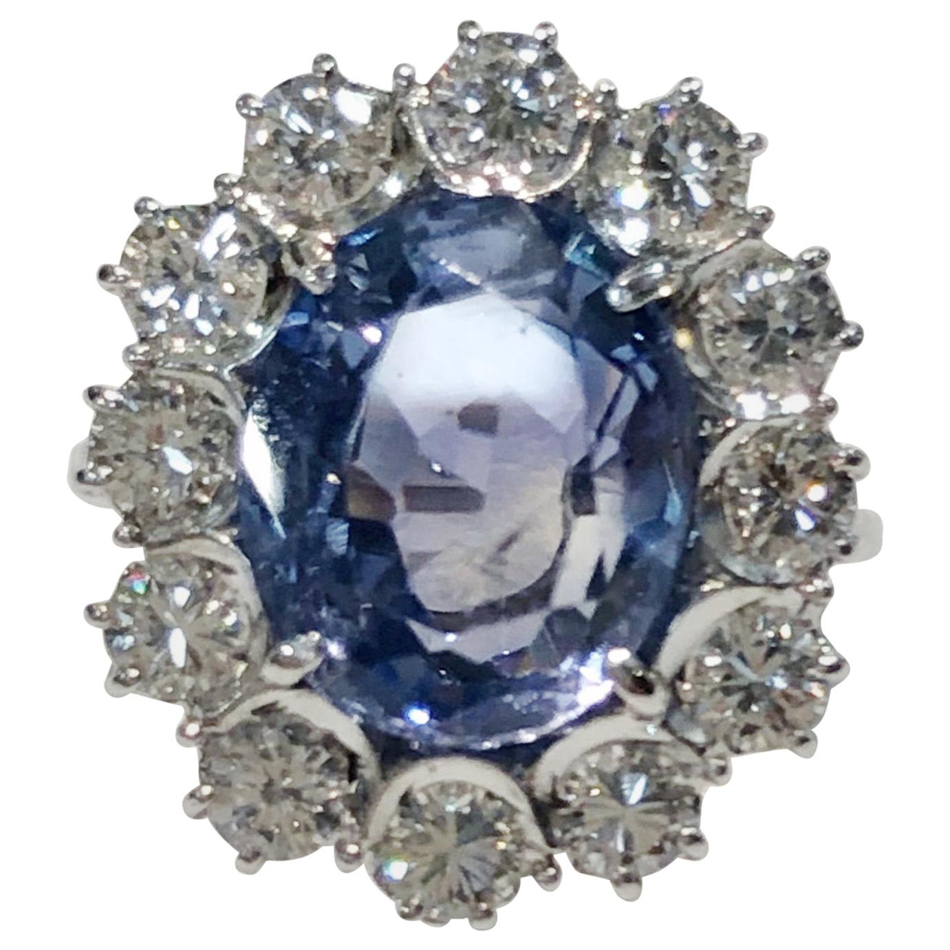 18 Karat White Gold Diamond and Sapphire Ring