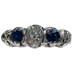 18 Karat White Gold Diamond and Sapphire Ring