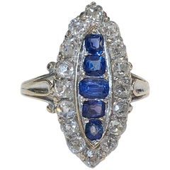 18 Karat White Gold Diamond and Sapphire Ring