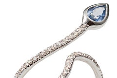 18 Karat White Gold Diamond and Sapphire Snake Ring