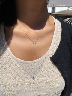 18 Karat Weißgold Diamant und Saphir Stern von David Evil Eye Anhänger Halskette