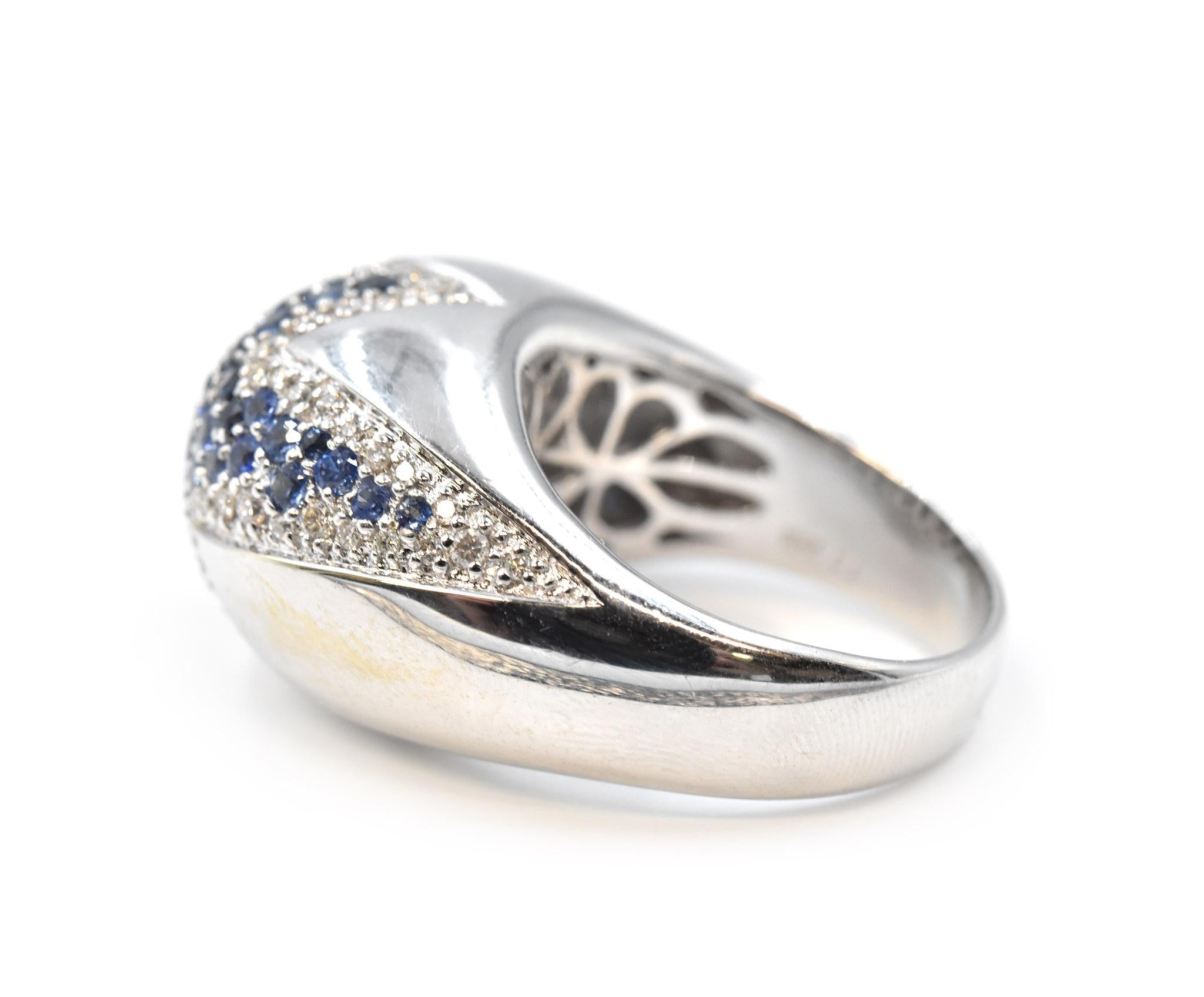 Women's 18 Karat White Gold Diamond and Sapphire Star Ring