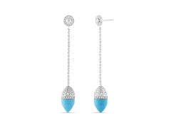 18 Karat White Gold Diamond and Turquoise Earrings