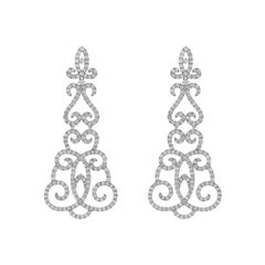 18 Karat White Gold Diamond Arabesque Chandelier Earrings