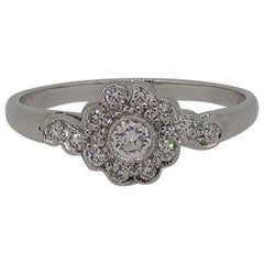 18 Karat White Gold Diamond Art Deco Style Cluster Ring