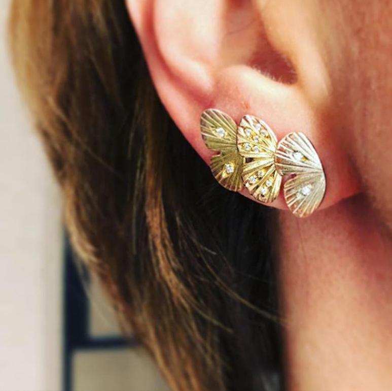 18k gold butterfly earrings