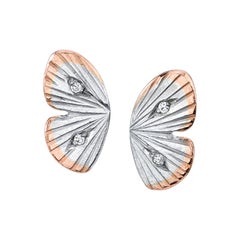 18 Karat White Gold Diamond Baby Asterope Butterfly Wing Earrings 