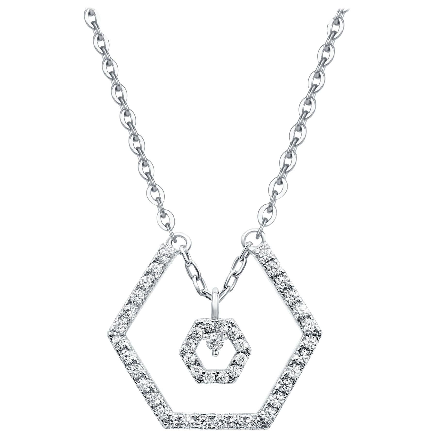 18 Karat White Gold Diamond Baby Halo Necklace