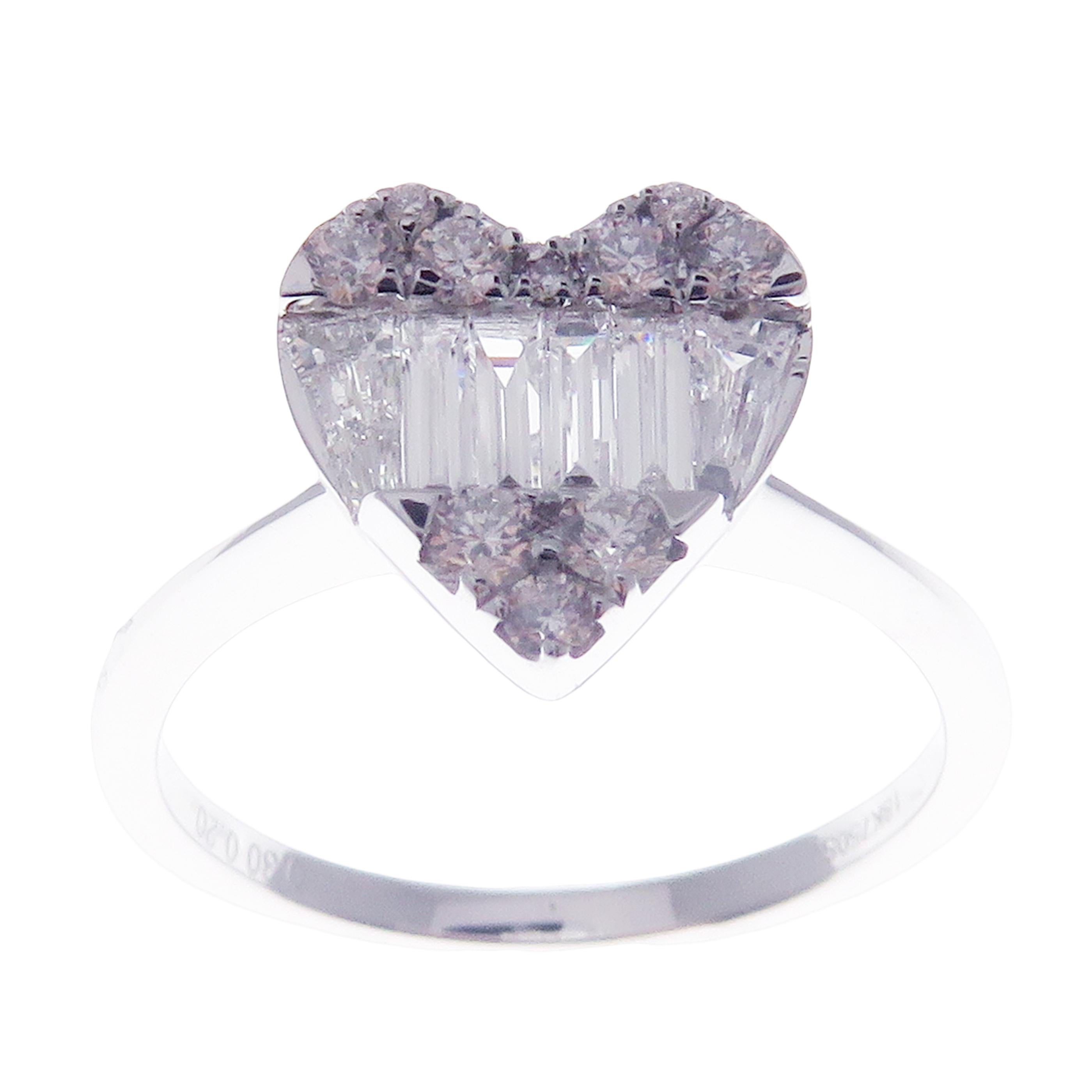 18 Karat Weißgold Diamant Baguette Großer Herz-Ohrring-Set 2