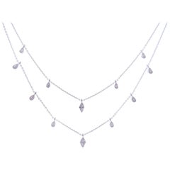 18 Karat White Gold Diamond Baguette Marquise Pear Double Strand DBY Necklace