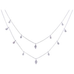 Collana DBY a doppio filo in oro bianco 18 carati con diamanti taglio baguette, marquise e a pera