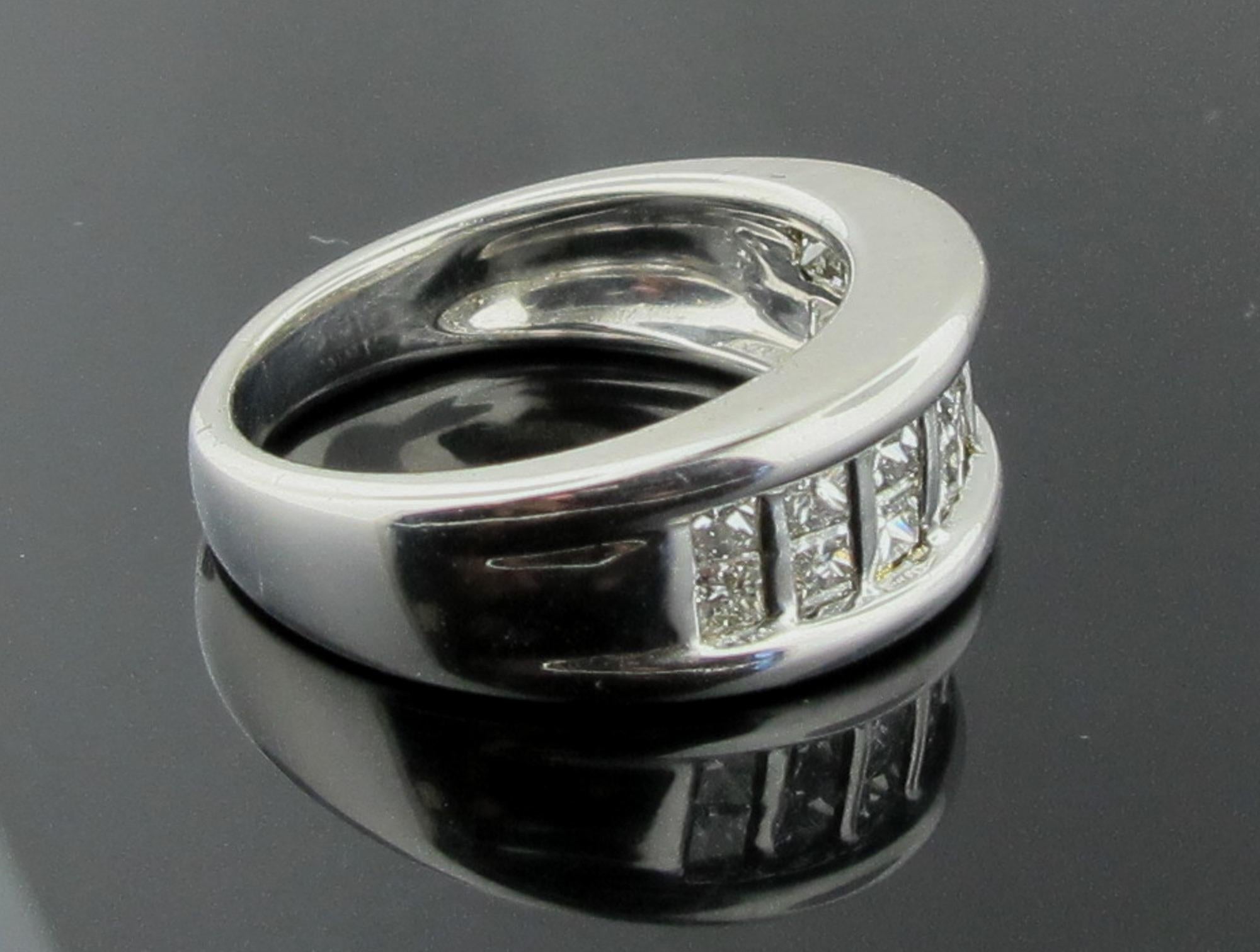 Women's or Men's 18 Karat White Gold Diamond Band