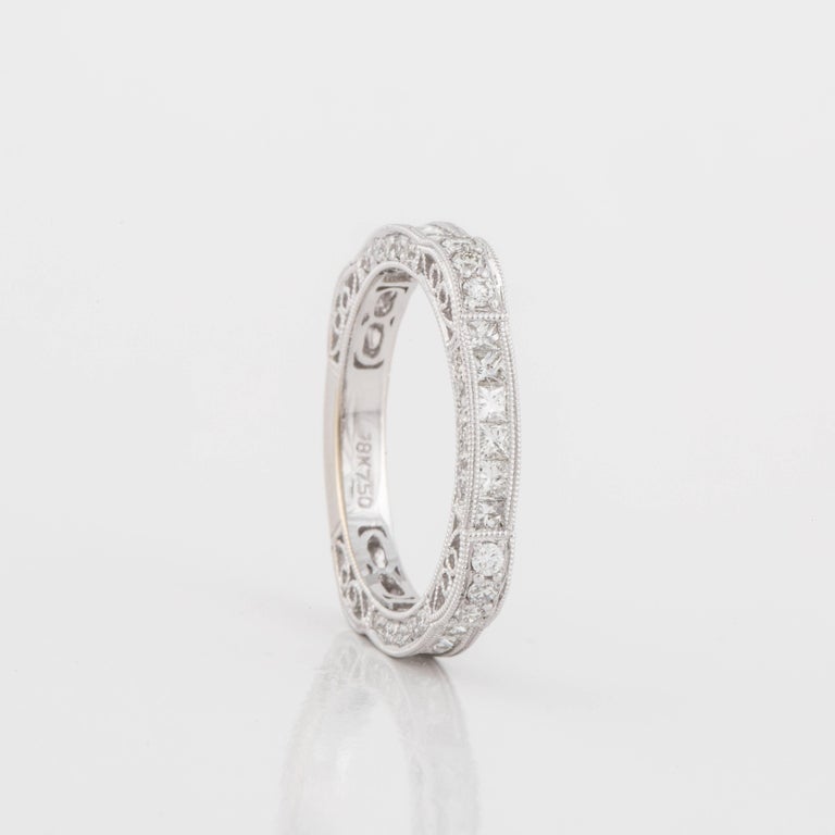 Mixed Cut Mixed-Cut Diamond Eternity Band in 18K White Gold For Sale