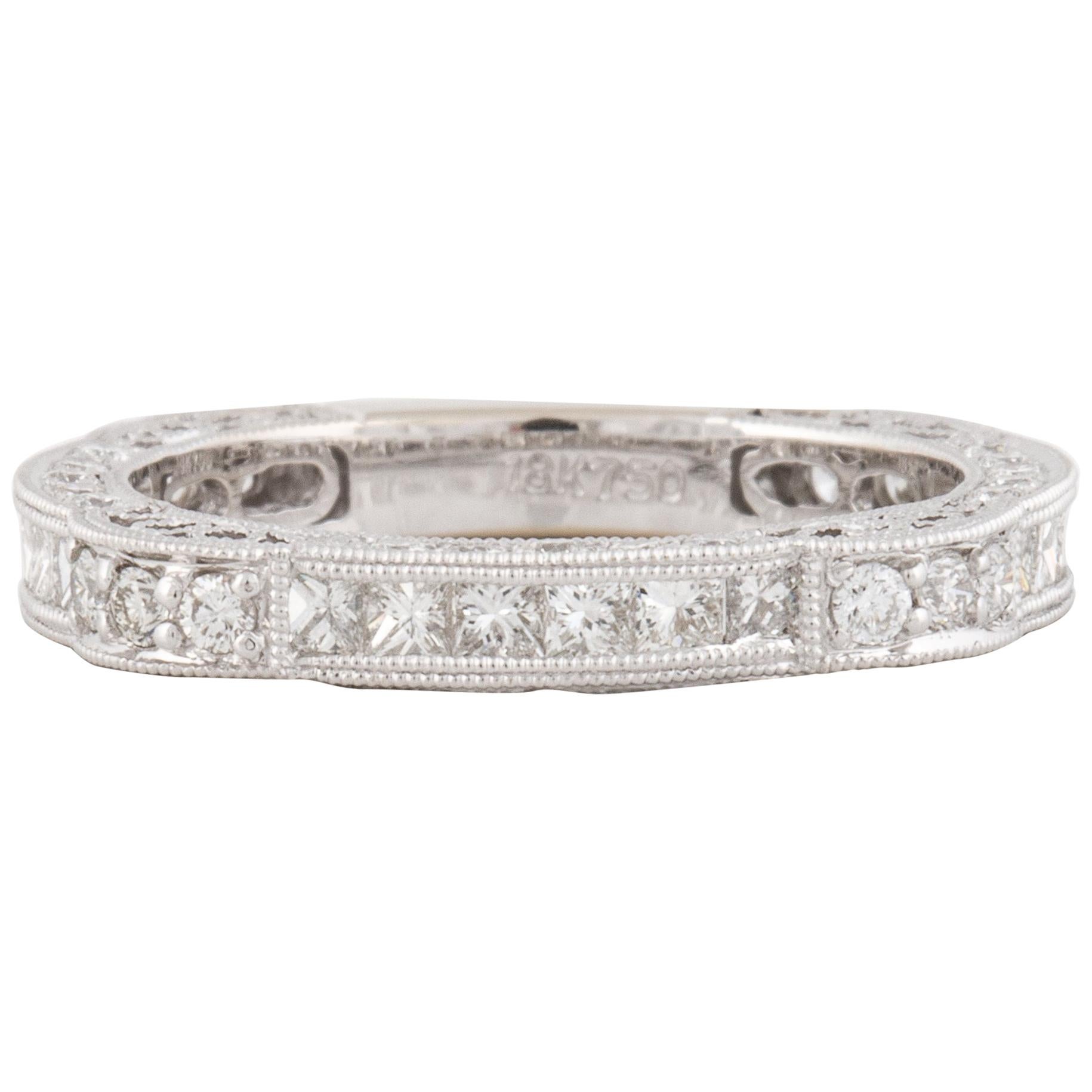 Mixed-Cut Diamond Eternity Band in 18K White Gold
