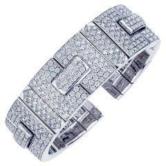 18 Karat White Gold Diamond Bangle Bracelet, 16.75 Carat