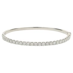 Estate 18 Karat White Gold Round Diamond Bangle Bracelet For Sale (Free ...