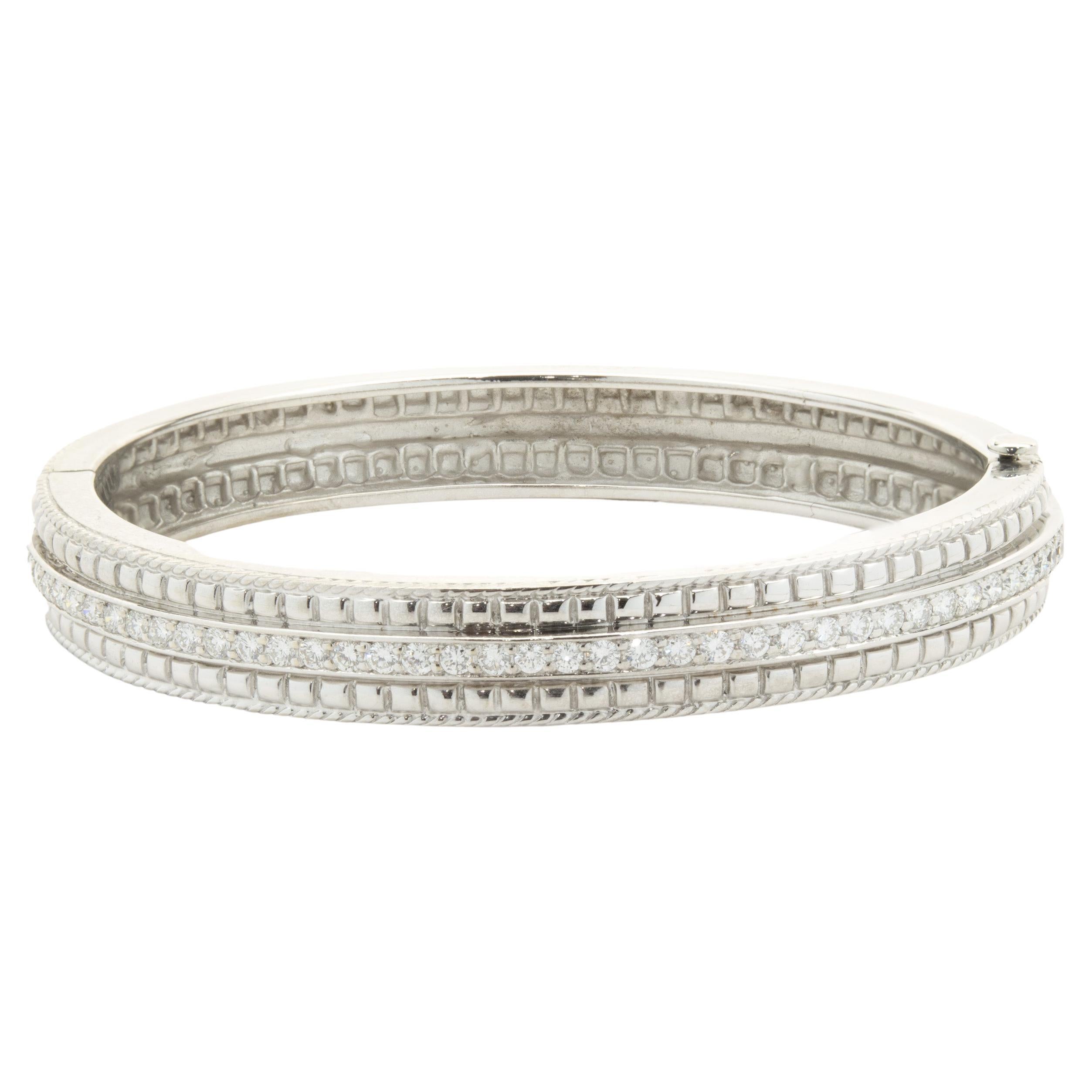 18 Karat White Gold Diamond Bangle Bracelet For Sale