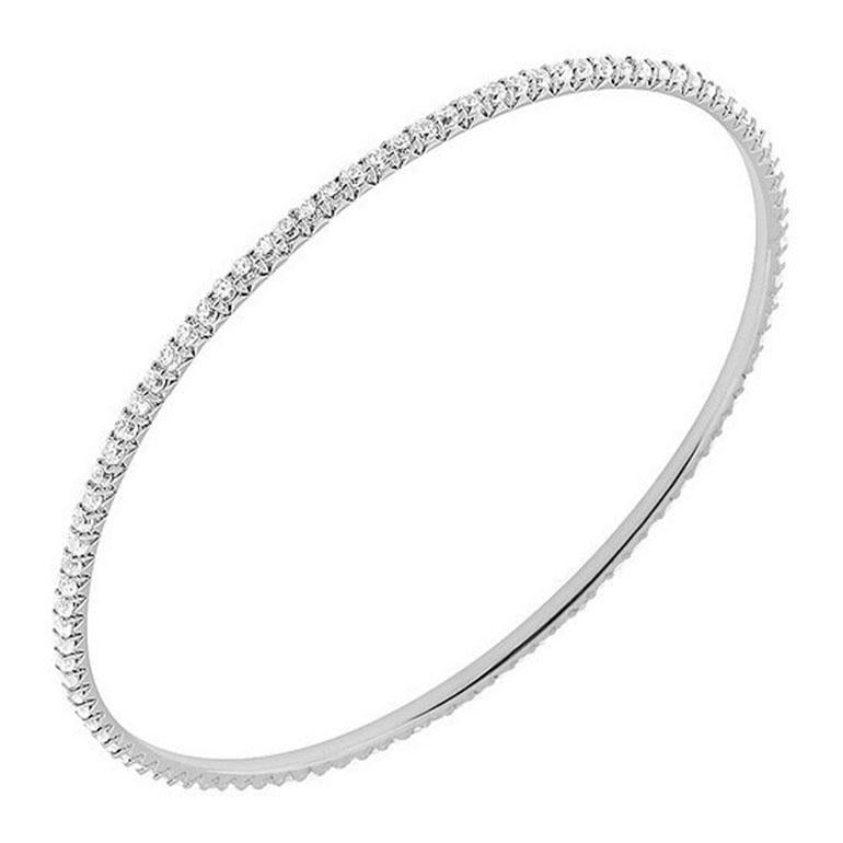 18 Karat White Gold Diamond Bangle For Sale