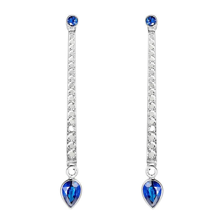 Sybarite En Pointe Earrings in White Gold with Diamond & Sapphire