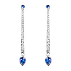 Sybarite En Pointe Earrings in White Gold with Diamond & Sapphire