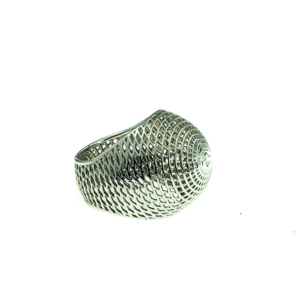 Round Cut 18 Karat White Gold  Diamond Bombe Ring, Cocktail Ring  White Gold Dome Ring For Sale