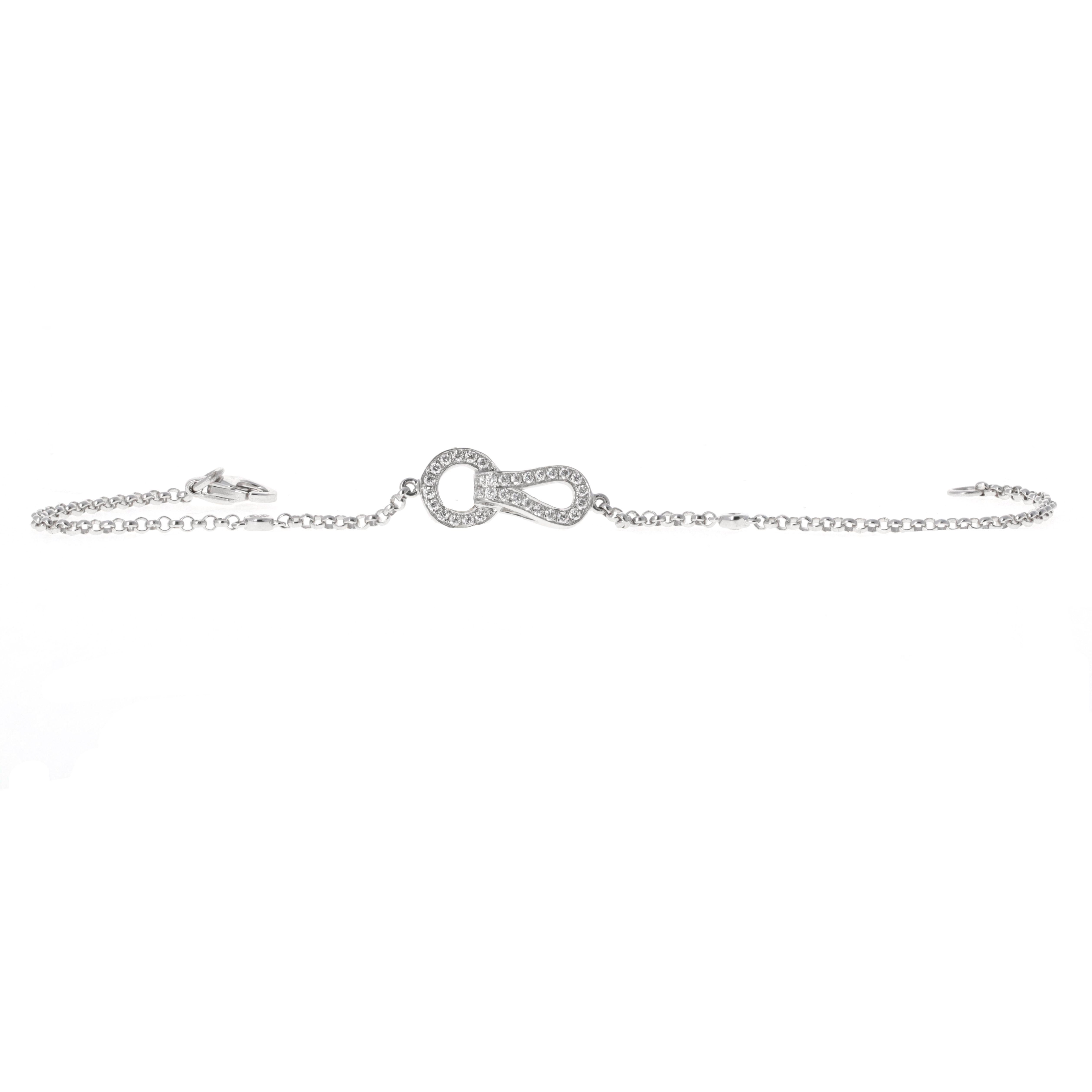 Beautiful 18 karat white gold diamond bracelet. This is the perfect bracelet to put on and never take off. It's a very simple piece and dainty. There are 34 white round brilliant diamonds weighing 0.19 carats total weight.
The length of the bracelet