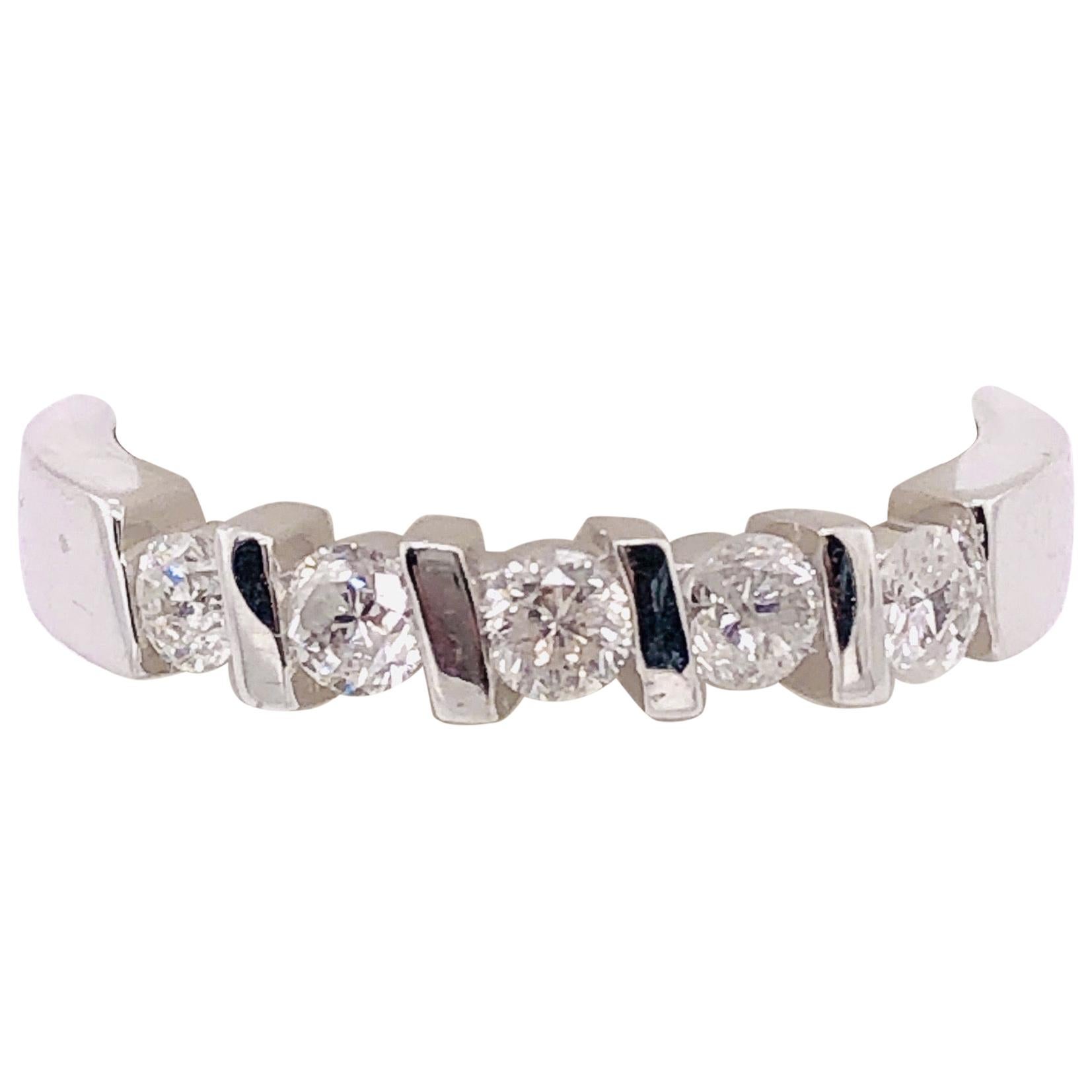 18 Karat White Gold Diamond Bridal/Band Ring For Sale