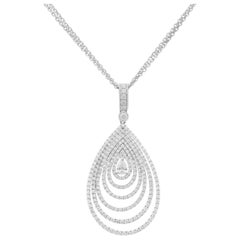 18 Karat White Gold Diamond Bridal Necklace and Earrings Jewelry Set 4.00 Carat