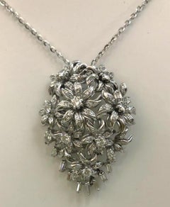 Diamant-Brosche/Anhänger aus 18 Karat Weißgold