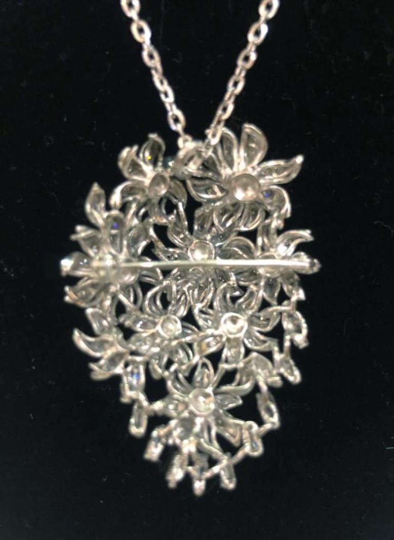 Women's 18 Karat White Gold Diamond Brooch / Pendant For Sale