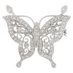 Vintage 18 Karat White Gold Diamond Butterfly Brooch