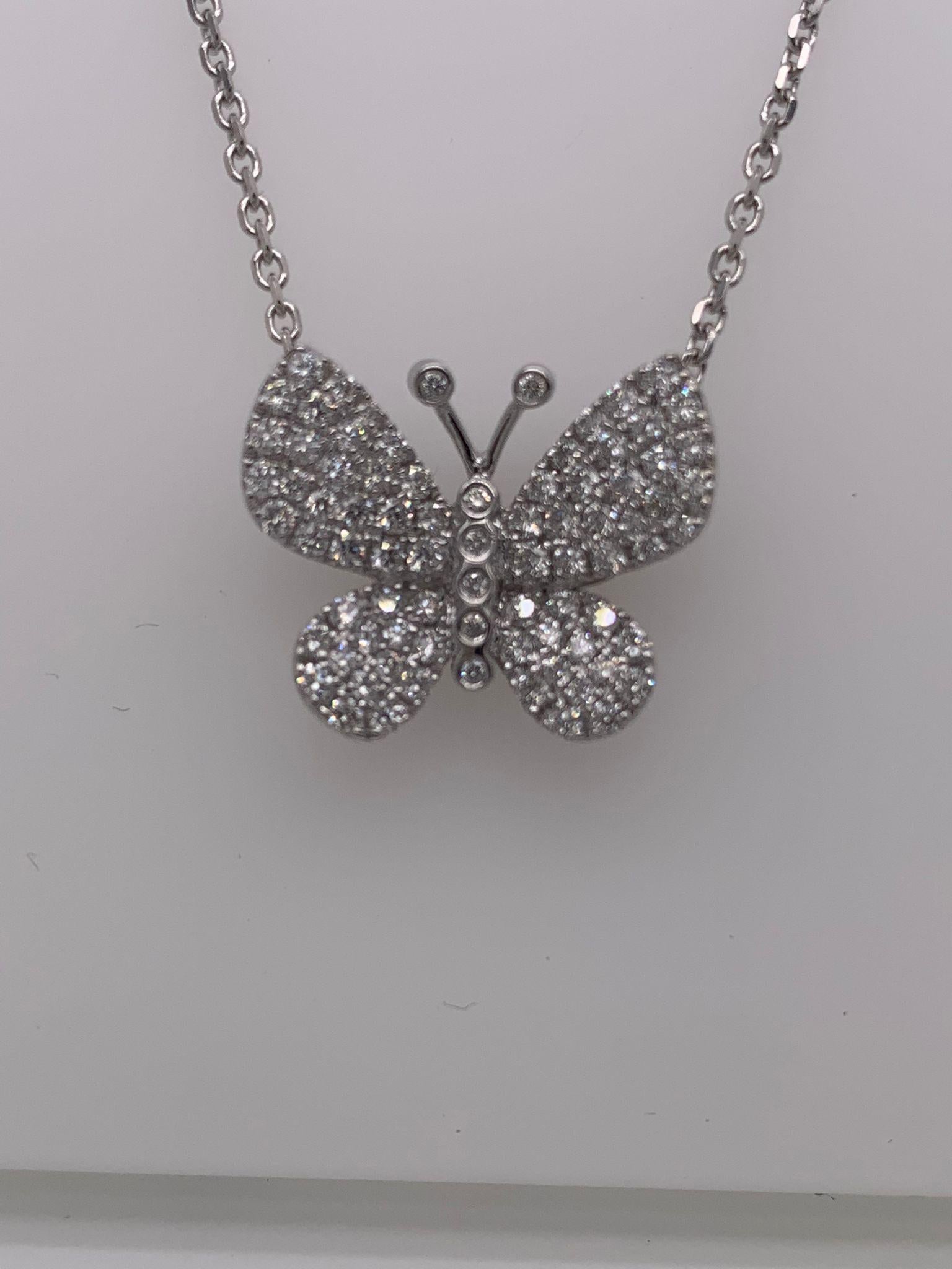 Moderne Collier papillon en or blanc 18 carats et diamants en vente