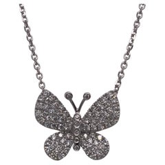 18 Karat White Gold Diamond Butterfly Necklace