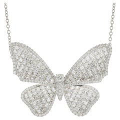 tj maxx butterfly necklace 18 Karat White Gold Diamond Butterfly Necklace