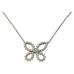 Vintage 18 Karat White Gold Diamond Butterfly Pendant Necklace #19752