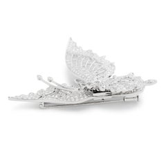 18 Karat White Gold Diamond Butterfly Pin w/ Moving Wing
