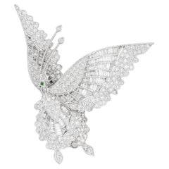 Alfiler Mariposa Diamante Oro Blanco 18 Kilates con Ala Móvil