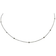 18 Karat White Gold Diamond by the Yard Style Necklace 0.40 Carat