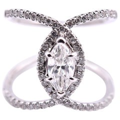 18 Karat White Gold Diamond Bypass Ring