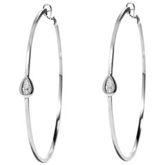18 Karat White Gold Diamond Calvet Pear lllusion Hoop Earrings